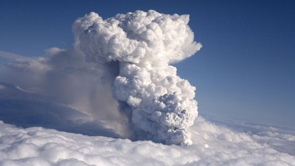 Smoke billows from a volcano in Iceland in Wednesday. Volcanic ash is disrupting flights in parts of northern Europe