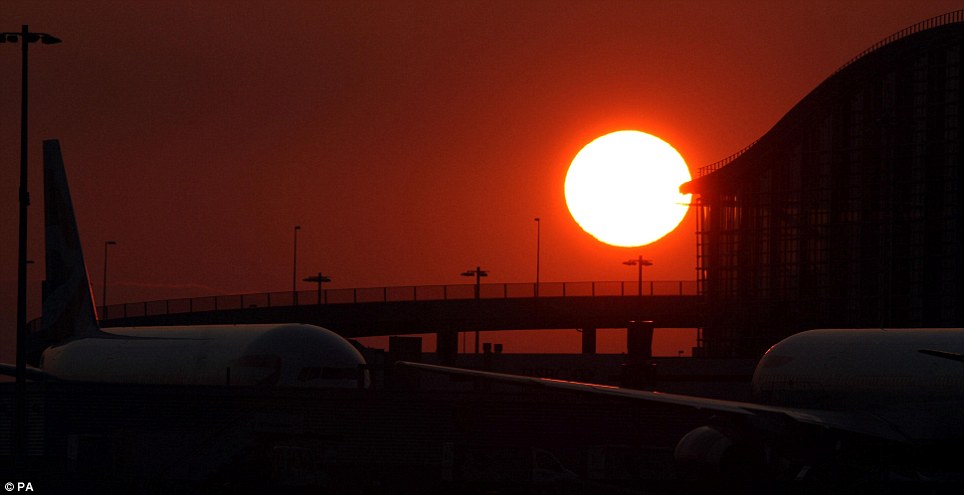 red sky above Heathrow