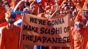 Dutch fans hold a banner during their match against Japan at the Moses Mabhida stadium in Durban on June 19 22